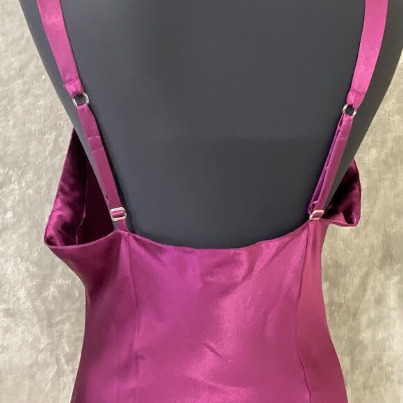 VTG Gold Label Victoria Secret Maxi Satin Liquid lace slip Dress S Purple Fairy - Picture 4 of 12